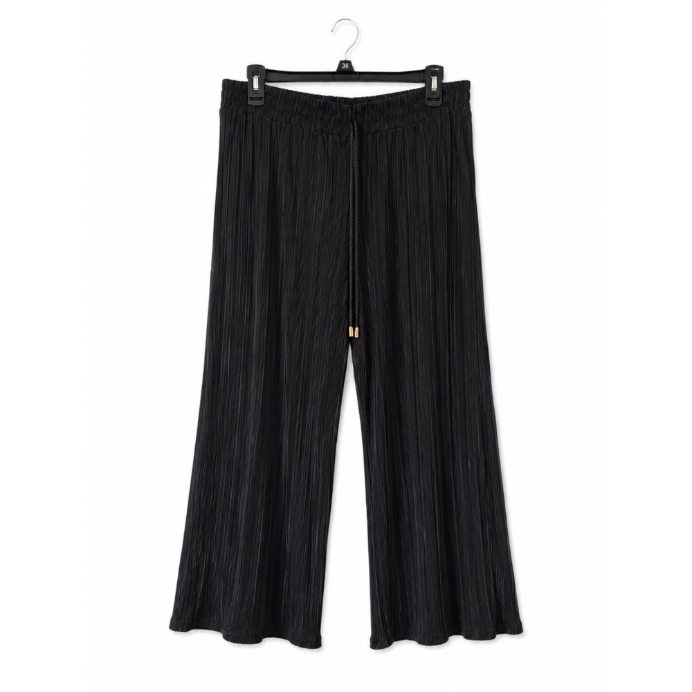 3rd & Malt Plus Size 1X Black Pleated Wide Leg Pull On Pants Drawstring